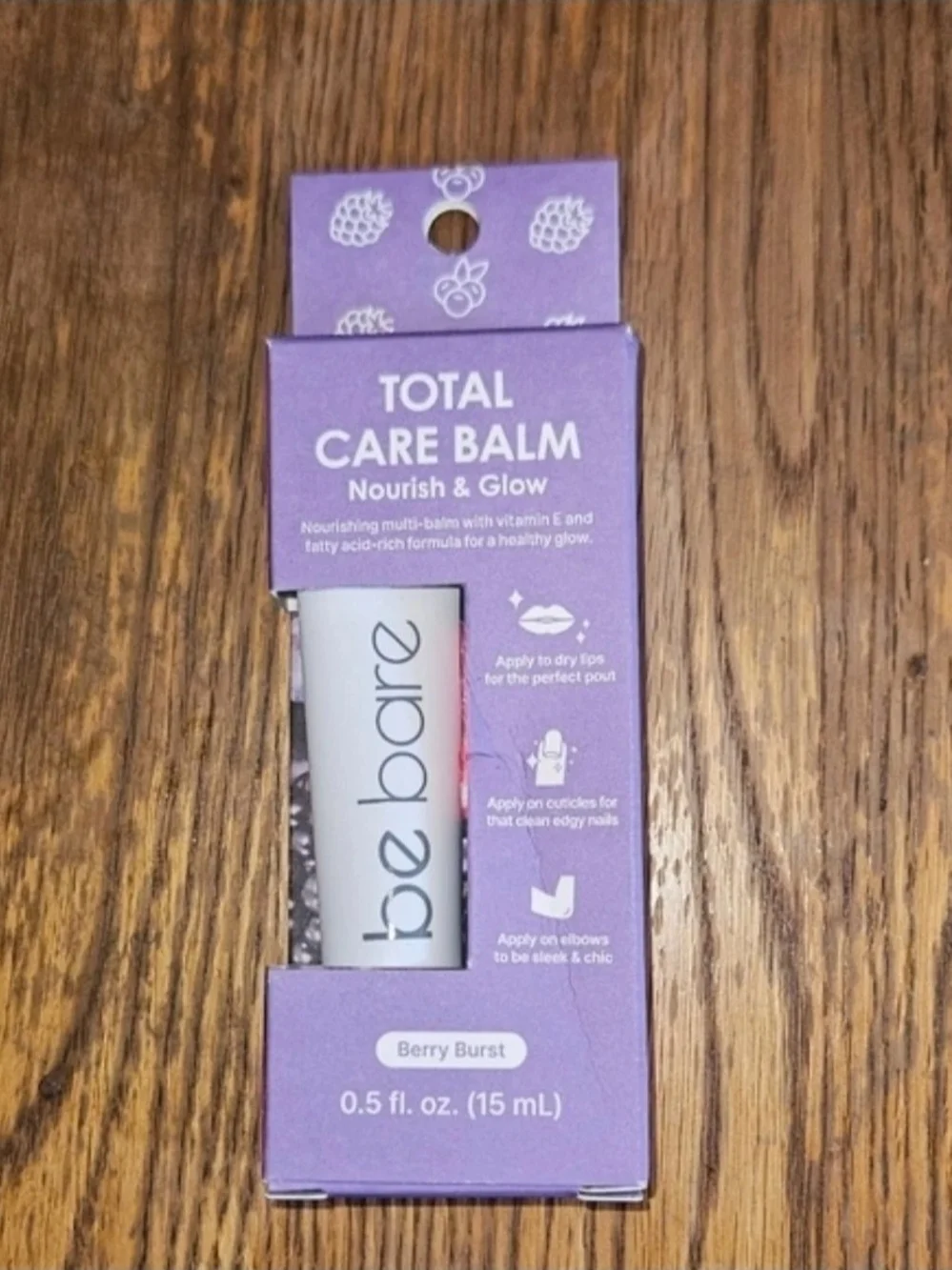 Naisture Be Bare Total Care Balm in Berry Burst 0.5 oz  BNIB.